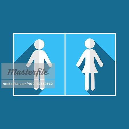 Man and woman flat design blue icons