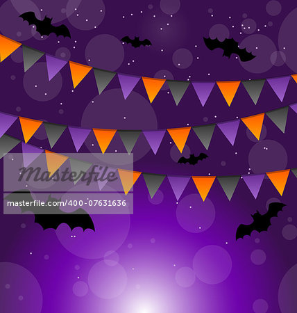 Illustration Halloween background with hanging flags - vector