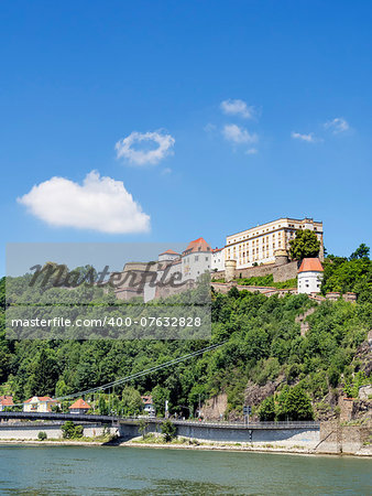 Image of Veste Oberaus in Passau, Germany, in summer with blue sky