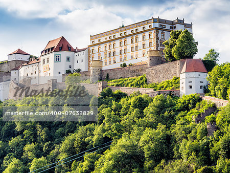 Image of Veste Oberaus in Passau, Germany in the evening at sunset