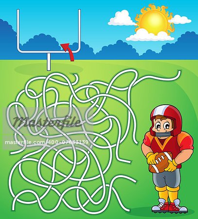 Maze 5 with American football theme - eps10 vector illustration.