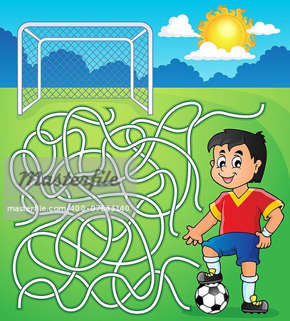 Maze 5 with soccer player - eps10 vector illustration.