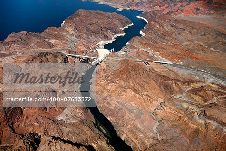 CLARK COUNTY, NV. -  The Hoover Dam when completed in 1939 was the world's largest hydroelectric power generating station & largest concrete structure.  USA, NV.