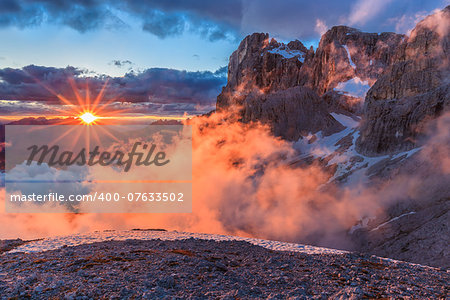 sunset landscape from Rosetta Mountain - San Martino di Castrozza, Italy