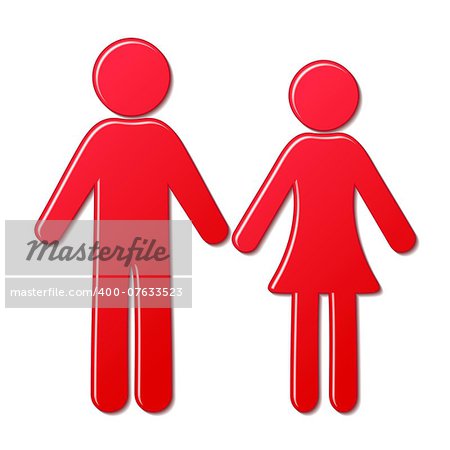 Red vector man and woman icons isolated