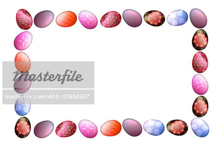 Colorful Easter eggs frame isolated in white background