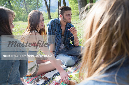 Friends sitting having picnic