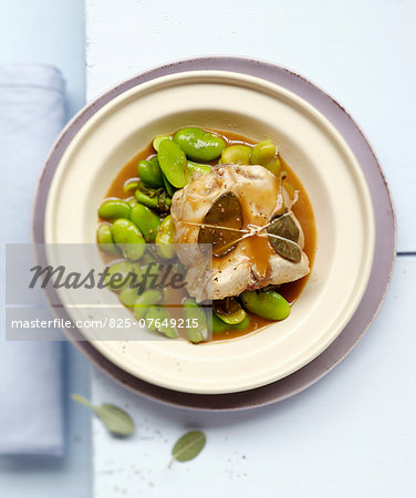 Rabbit with broad beans and sage