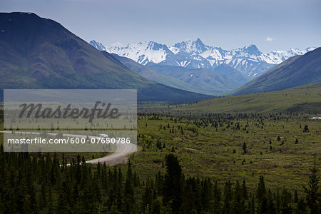 Road through Denali National Park, Alaska, USA