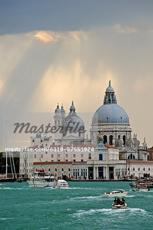 Punta della Dogana, and Santa Maria della Salute church behind, Venice, UNESCO World Heritage Site, Veneto, Italy, Europe