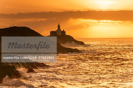 Mumbles Lighthouse, Bracelet Bay, Gower, Swansea, Wales, United Kingdom, Europe