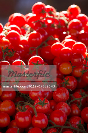 Cherry tomatoes for sale in market in Alberobello, Puglia, Italy, Europe