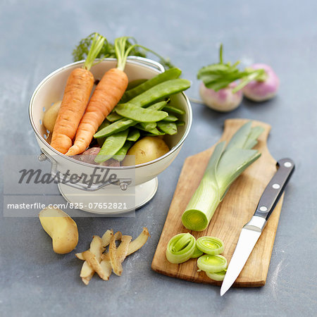 Preparing vegetables for a soup