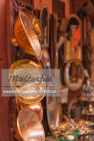 Copper merchant in the Medina, Marrakech, Morocco, North Africa, Africa