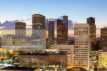 Downtown city skyline, Houston, Texas, United States of America, North America