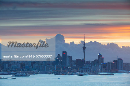 View of Auckland at sunset, Auckland, North Island, New Zealand, Pacific View of Auckland at sunset, Auckland, North Island, New Zealand, Pacific