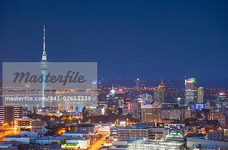 View of Auckland at dusk, Auckland, North Island, New Zealand, Pacific