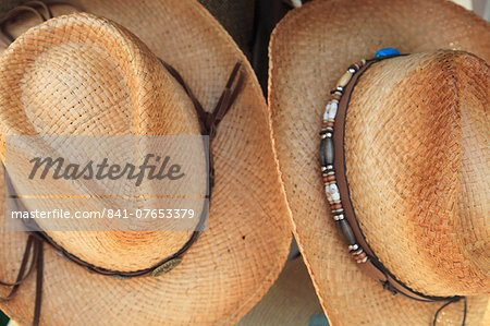 Cowboy hats for sale, Historic District, Taos, New Mexico, United States of America, North America