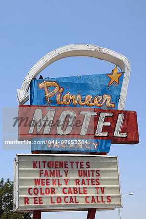 Motel, Retro Sign, Route 66, Central Avenue, Albuquerque, New Mexico, United States of America, North America