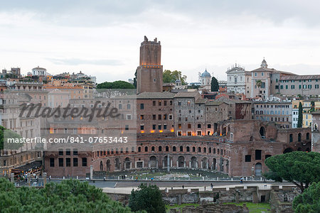 Via dei Fori Imperiali and Trajan's Forum ruins seen from Vittoriano monument, Rome, Lazio, Italy, Europe