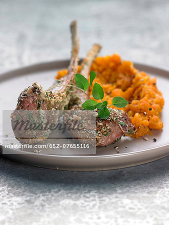 Lamb chops with carrot puree