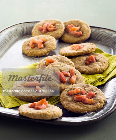 Buckwheat shortcakes with diced bacon Buckwheat shortcakes with diced bacon