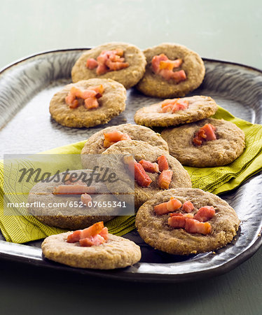 Buckwheat shortcakes with diced bacon