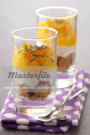 Layered gingerbread,yoghurt and orange Verrines with poppyseeds Layered gingerbread,yoghurt and orange Verrines with poppyseeds