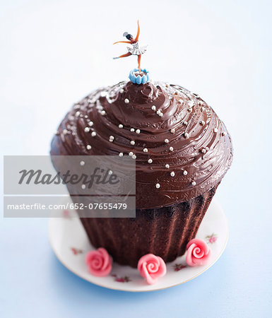 Giant chocolate cupcake