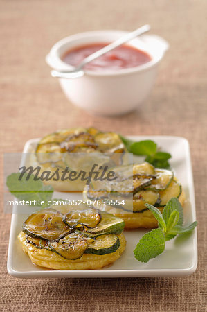 Zucchini and mint tatin tarts