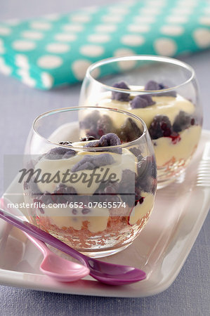 Blackberry and crystallized violet tiramisu