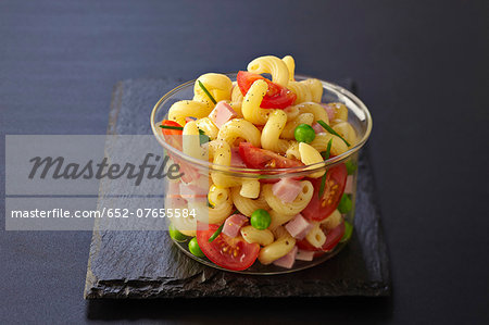 Pasta,pea,tomato and diced ham salad