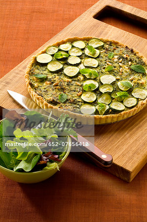 Zucchini,feta and pine nut tart