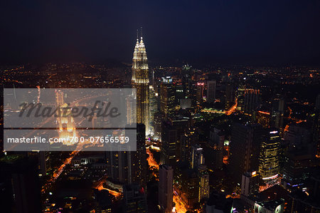 Skyline with Petronas Towers from KL Tower, Kuala Lumpur, Malaysia