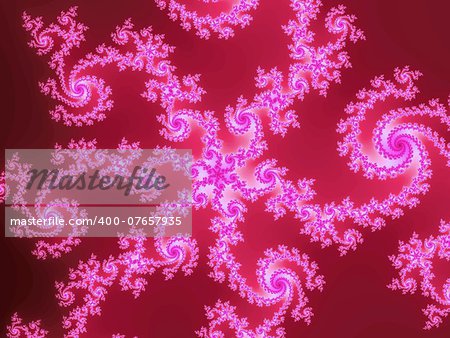 Digital computer graphic - rendering. Patterned fractal background with graceful spirals for design.