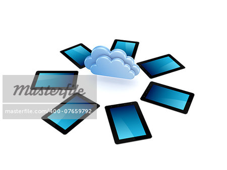 Cloud computing concept.Isolated on white background.3d rendered.