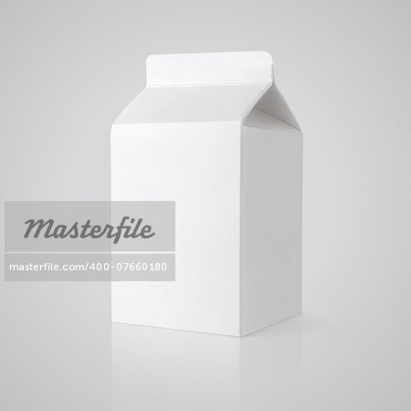 White blank milk carton package on gray background with clipping path