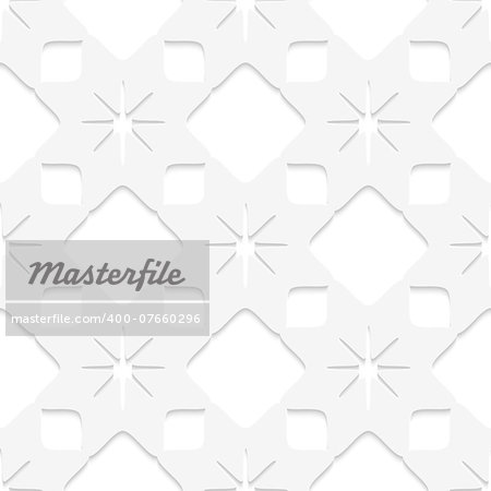 Abstract 3d seamless background. White stars with cut out of paper effect.