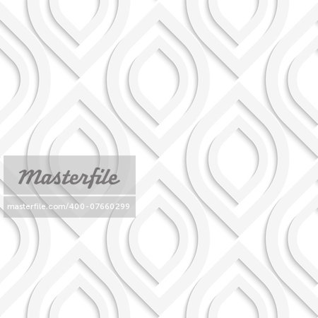 Abstract 3d seamless background. White vertical pointy ovals with cut out of paper effect.