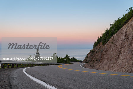 Cabot Trail Highway at dusk (Cape Breton, Nova Scotia, Canada)