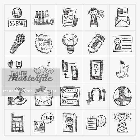 doodle communication icons set