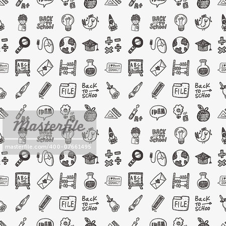 doodle back to school seamless pattern