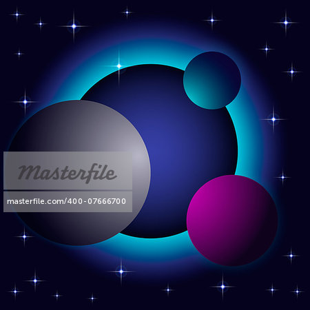 Abstract space background with planets. Vector illustration