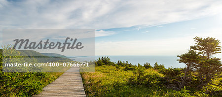 Panorama of  Skyline Trail boardwalk (French Mountain, Cape Breton, Nova Scotia, Canada)