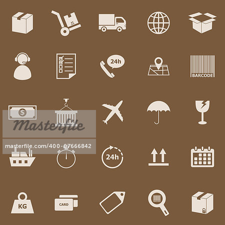 Logistics color icons on brown background, stock vector