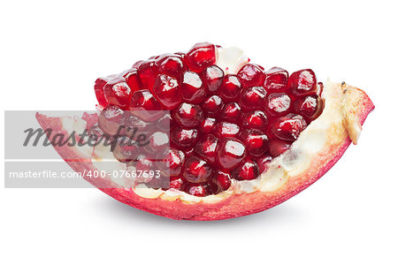 Juicy slice pomegranate fruit  isolated on a white background