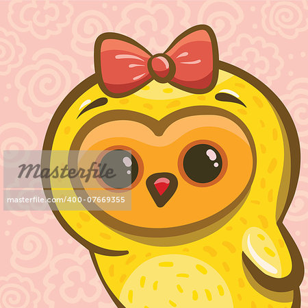 Cartoon funny yellow chicken.