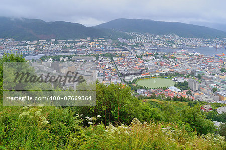 Norway. Top-view of Bergen