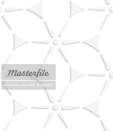 Abstract 3d geometrical seamless background. White geometrical triangles and stars with cut out of paper effect.