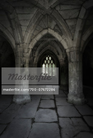 Valle Crucis Abbey, North Wales. Interior of the Chapter House. Valle Crucis Abbey, North Wales. Interior of the Chapter House.